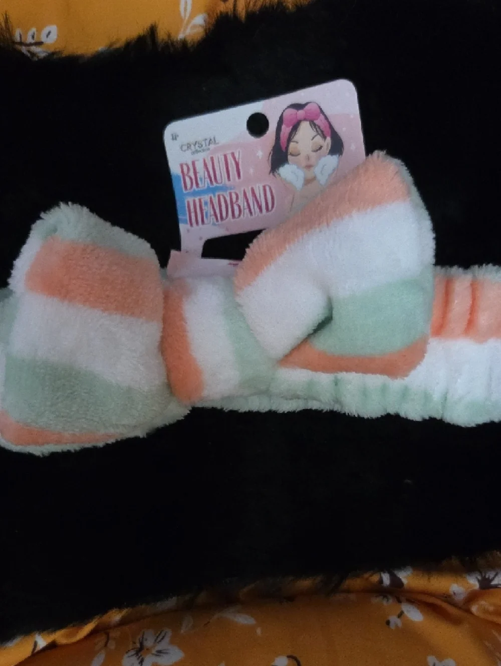 Kids Striped Bow Headband - Pastel Pink, Mint & White